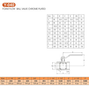 FOAM FLOW BALL VALVE CHROME PLATED (Y-040)
