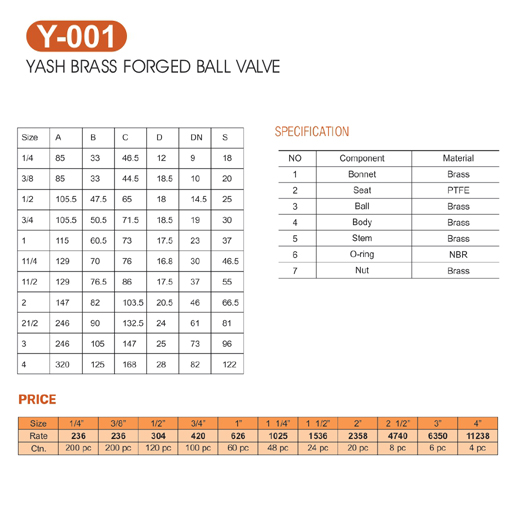 Yash Brass Ball Valve (Y001) Indothyssen Group