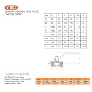 Yash Brass Forged Ball Valve Chrome Plated